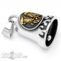 Preview: Goldener V2 Motorblock auf Edelstahl Biker-Bell mit Flammen Engine Ride Bell